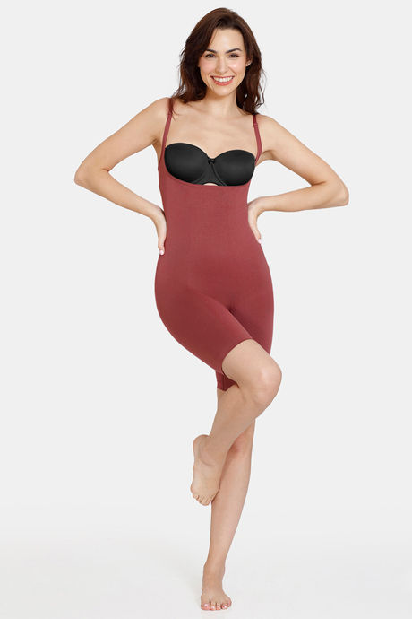 Zivame All Day Seamless Knee Length Bodysuit - Wild Ginger — image 5